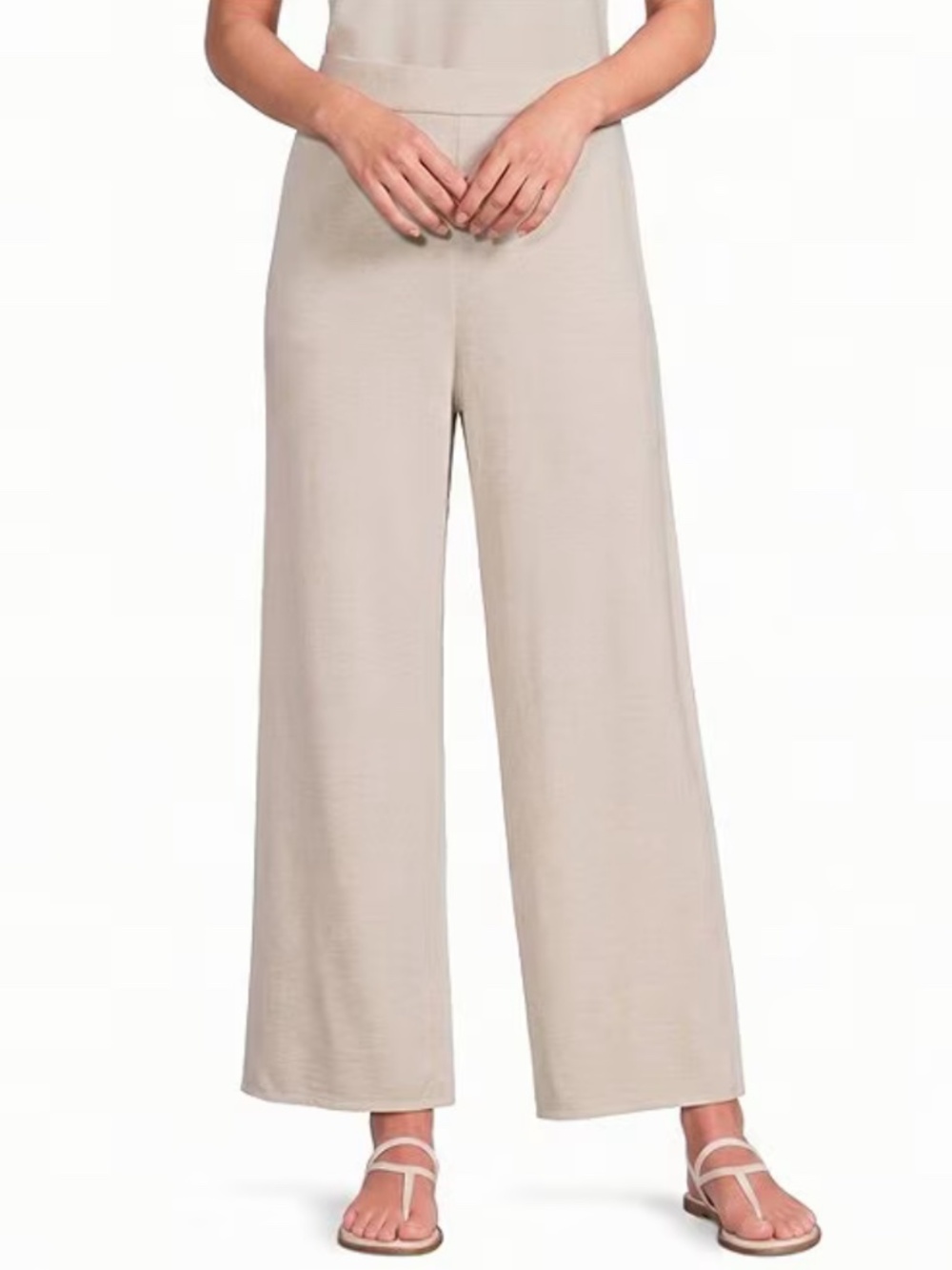 EILEEN FISHER Organic Cotton Garment Dyed Terry Wide Leg Ankle Coordinating Pant